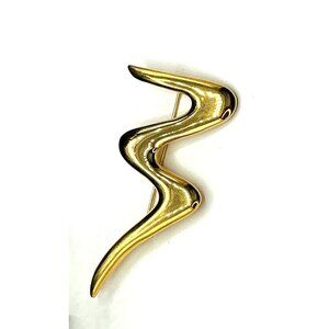 Gold Tone Abstract zig zag design Brooch Pin Vintage Style Jewelry Accessory